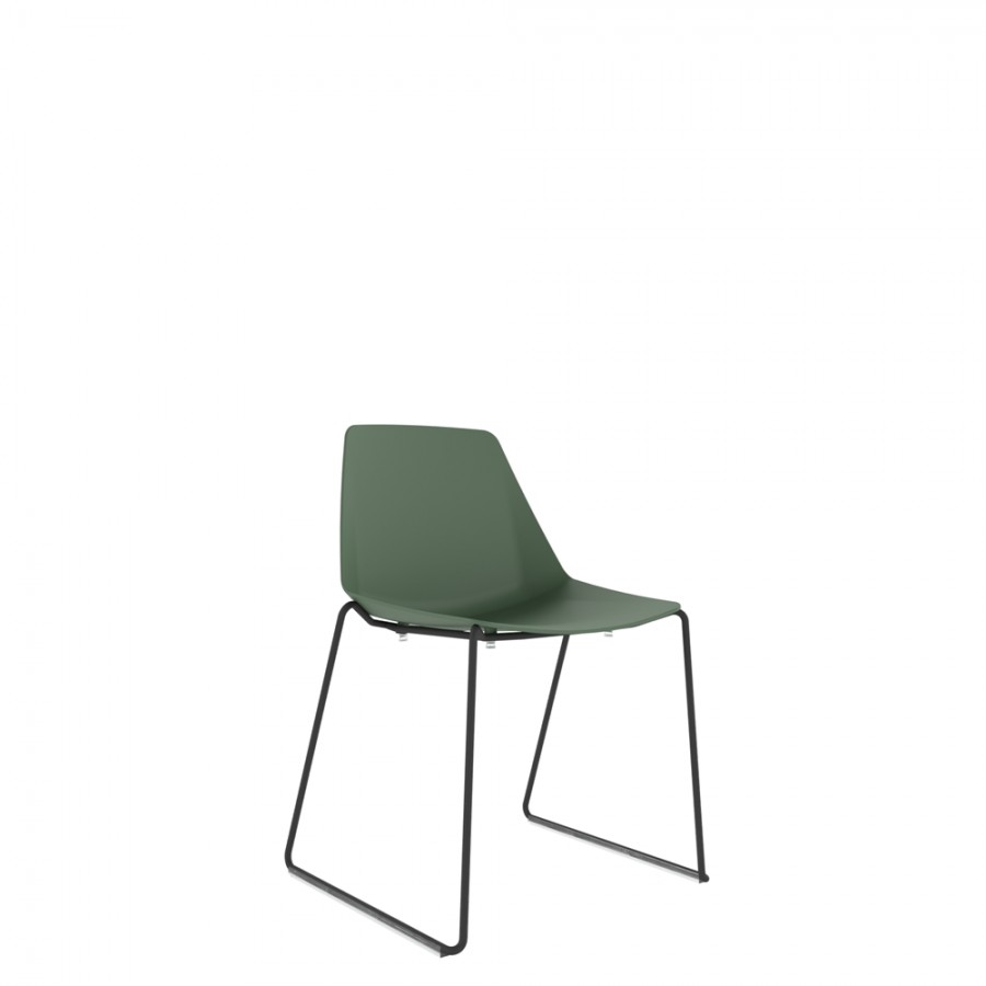 Polypropylene Shell Chair Black Steel Skid Frame